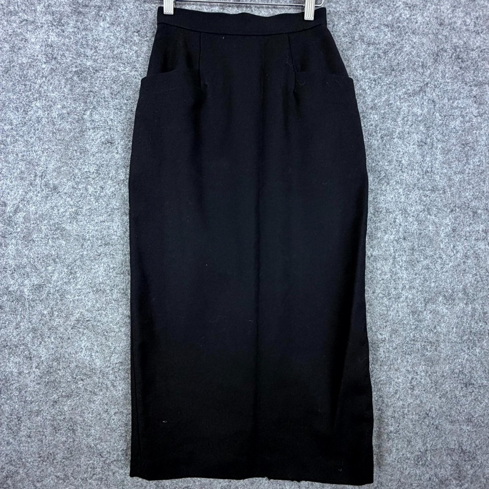 Vintage David N Pencil Skirt Womens Black Pockets Office Chic Capsule Business